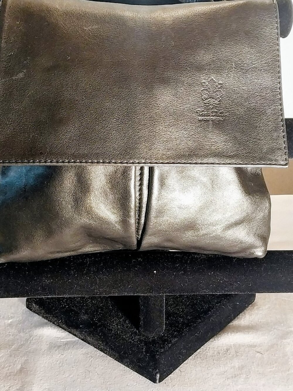 Black Vera Pelle Crossbody Purse Bag Genuine Leather Made In Italy 11X10X3